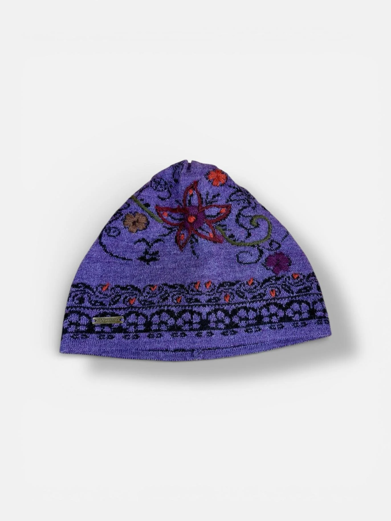 Hand-Embroidered Alpaca Beanie — Llama Butterfly